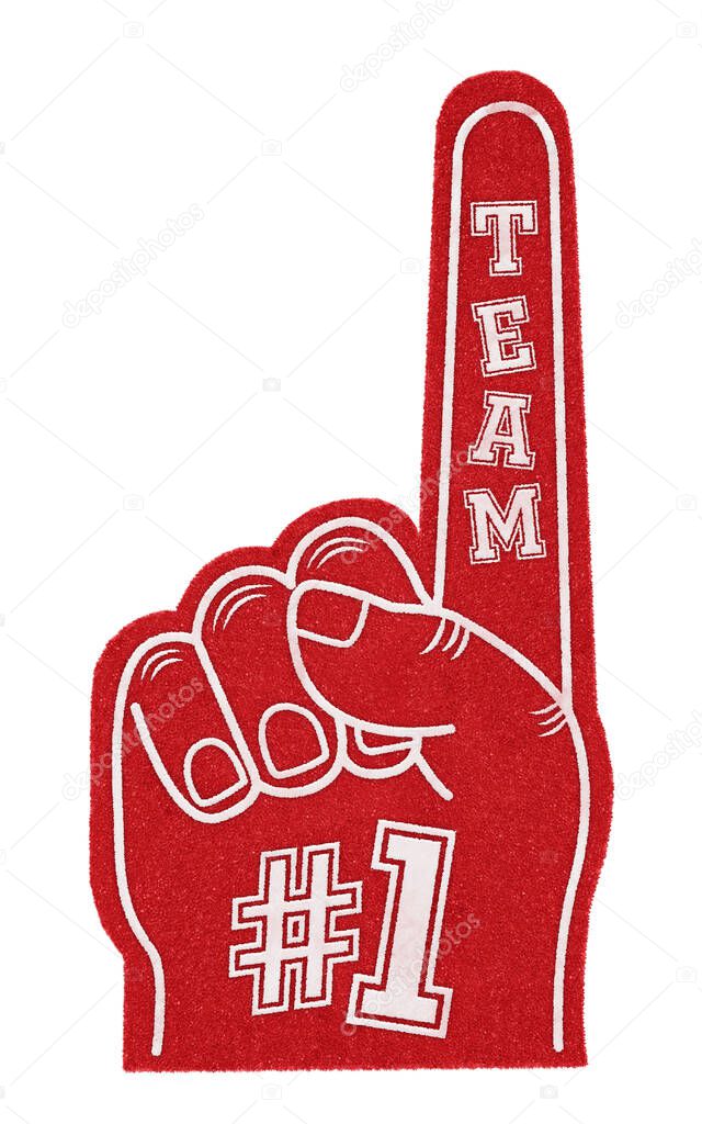 Number one team foam hand isolated on white