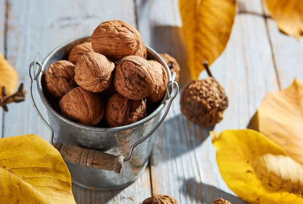 Tahtadaki Organik Cevizler — Stok fotoğraf