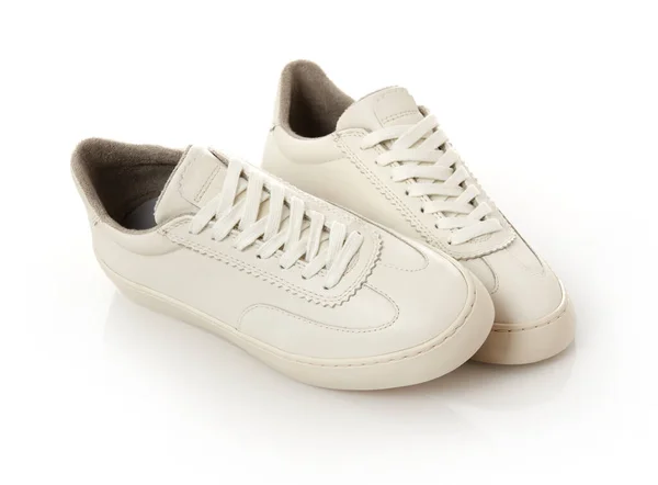 Chaussures Cuir Blanc Isolé Sur Blanc — Photo