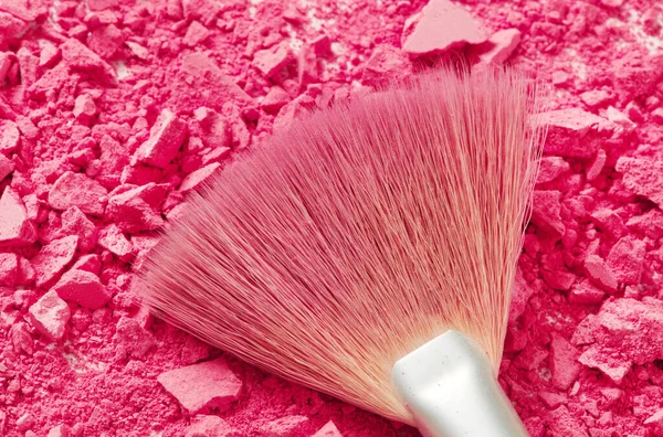 Cepillo Maquillaje Con Polvo Maquillaje Rosa —  Fotos de Stock