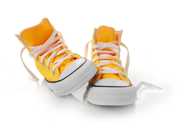 Sapatos Lona Fundo Branco — Fotografia de Stock