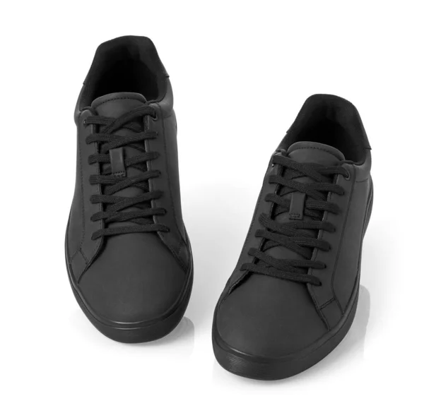 Sapatos Couro Preto Casuais Fundo Branco — Fotografia de Stock