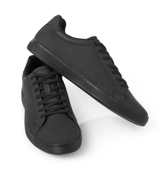Chaussures Décontractées Cuir Noir Sur Fond Blanc — Photo