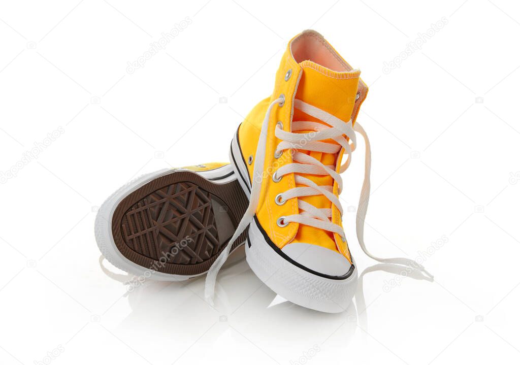 Canvas shoes on white background