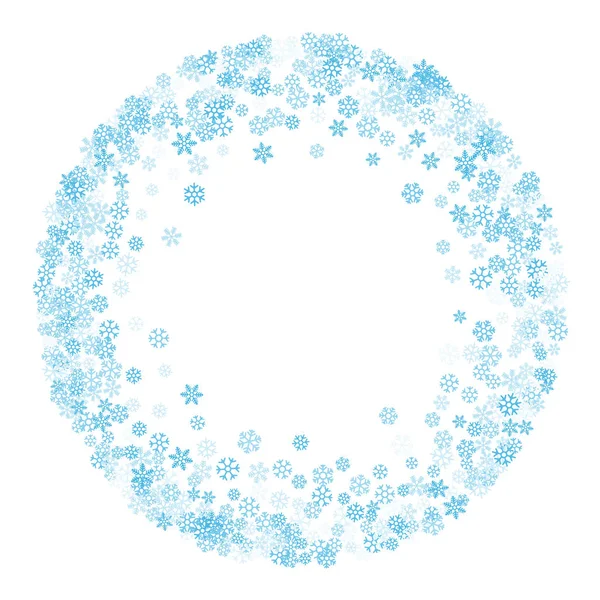 Cadre ou bordure de flocons de neige éparpillés au hasard — Image vectorielle