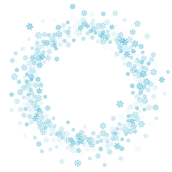 Cadre ou bordure de flocons de neige éparpillés au hasard — Image vectorielle