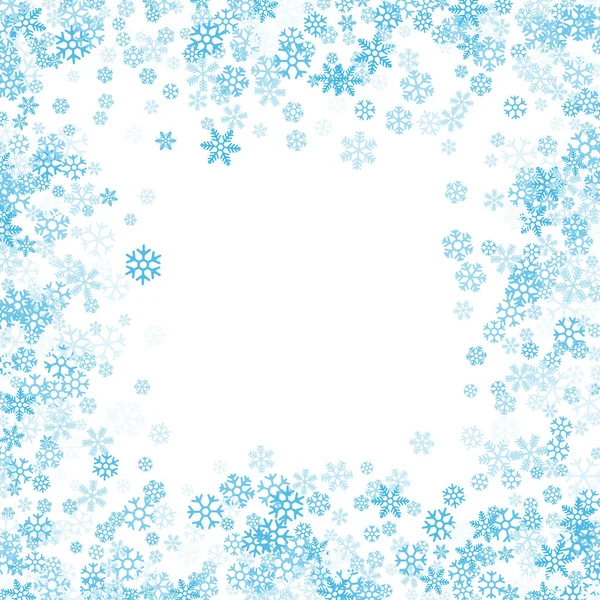 Frame of rand van willekeurig scatter sneeuwvlokken — Stockvector