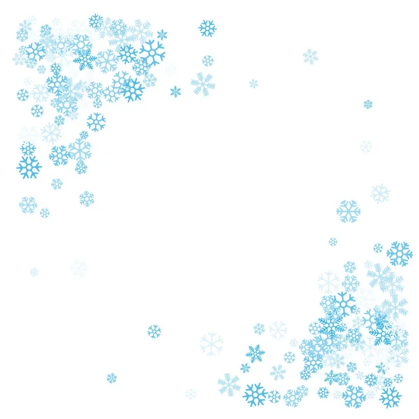 Quadro ou borda de flocos de neve de dispersão aleatória — Vetor de Stock