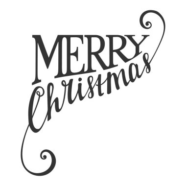 El kaligrafi yazıt Merry Christmas beyaz arka plan üzerinde yazılı. Tasarım öğesi afiş, tebrik kartı, Noel ve yeni yıl kartı, davet, kartpostal için yazı. Vektör çizim.