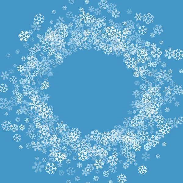 Marco o borde de copos de nieve de dispersión aleatoria — Vector de stock