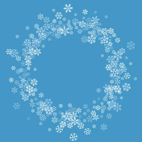 Marco o borde de copos de nieve de dispersión aleatoria — Vector de stock