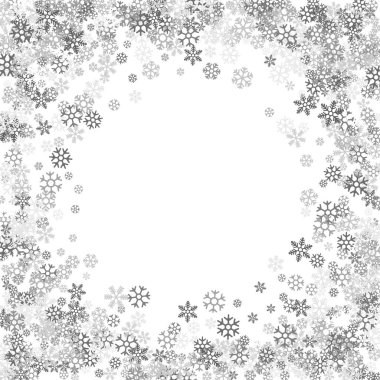 Çerçeve veya kenarlığını rasgele dağılım kar taneleri