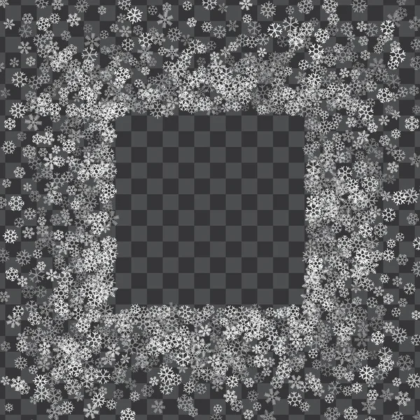 Frame or border of random scatter snowflakes — Stock Vector