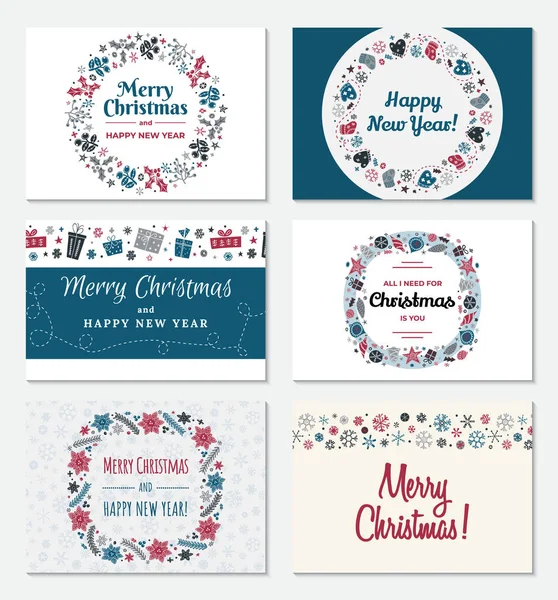 Conjunto de tarjeta de felicitación de Navidad — Vector de stock
