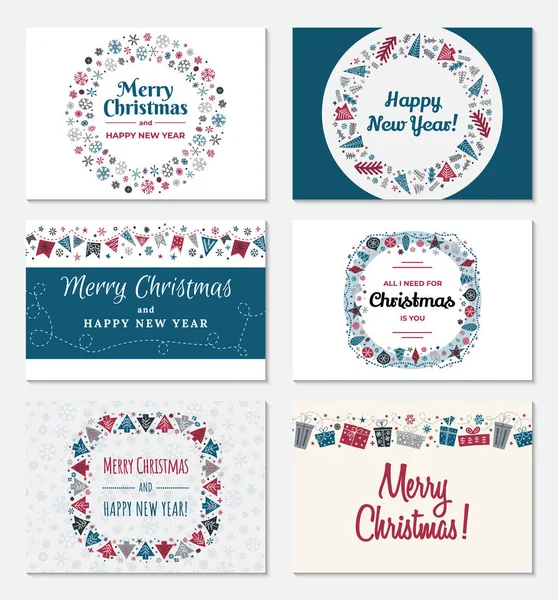 Conjunto de cartão de felicitações de Natal — Vetor de Stock