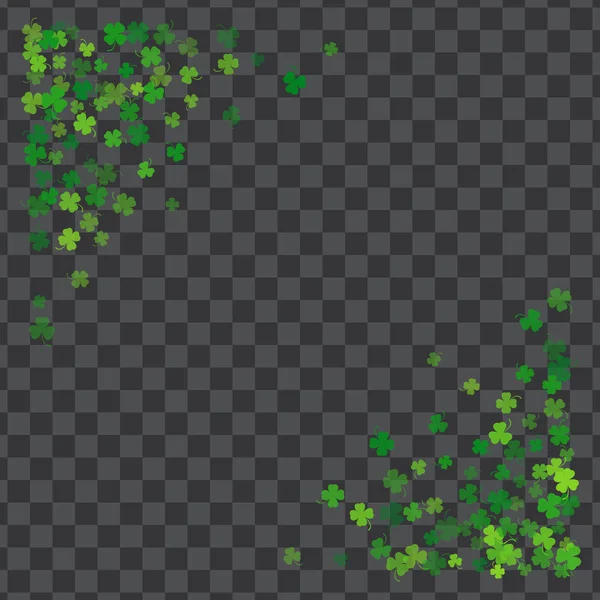 Frame or border of random scatter clover leaves — Stock Vector