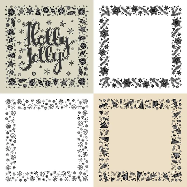 Set Xmas groet frames — Stockvector