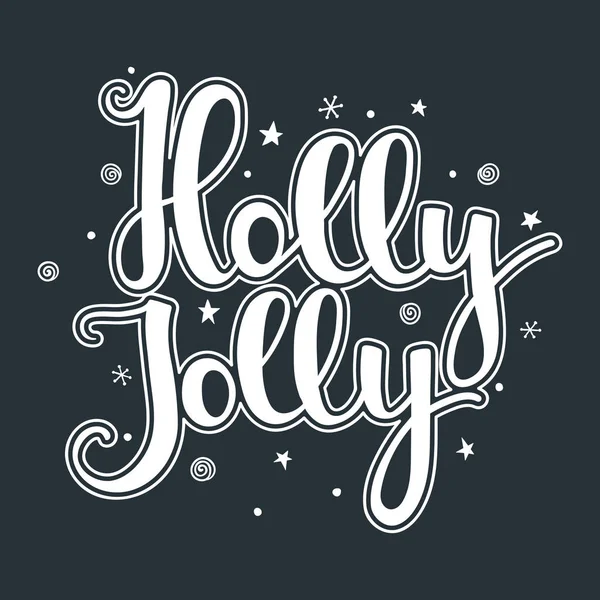 Citation de Holly Jolly avec étoiles et flocons de neige — Image vectorielle