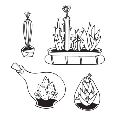 Boyama kitapları için kaktüsler seti.