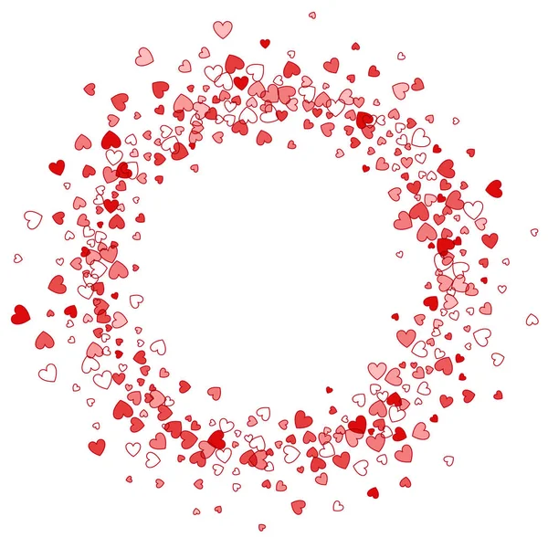 Frame or border of random scatter hearts — Stock Vector