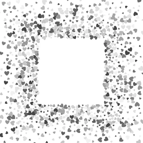 Cadre ou bordure de coeurs de dispersion aléatoires — Image vectorielle