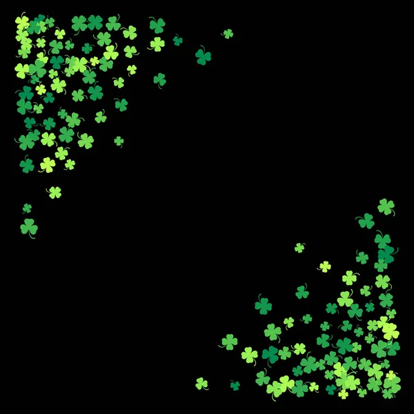 Cadre ou bordure de feuilles de trèfle éparpillées au hasard — Image vectorielle