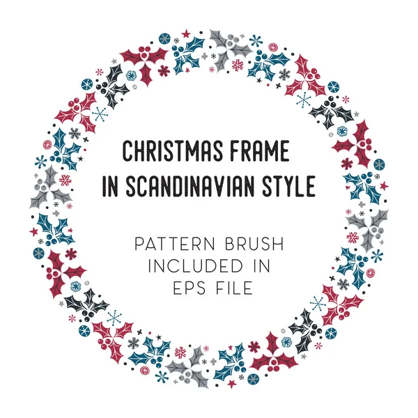 Cadre et brosse de Noël avec carreaux d'angle — Image vectorielle