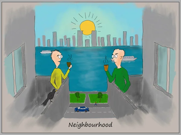 Modern kentsel çöplüğüm, illüstrasyon.