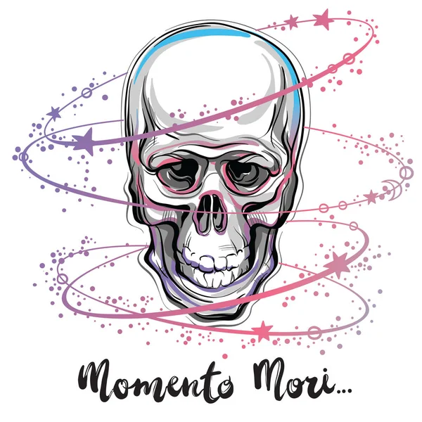 Ilustración Vectorial Moda Cráneo Humano Símbolo Vida Sagrada Amarga Verdad — Archivo Imágenes Vectoriales