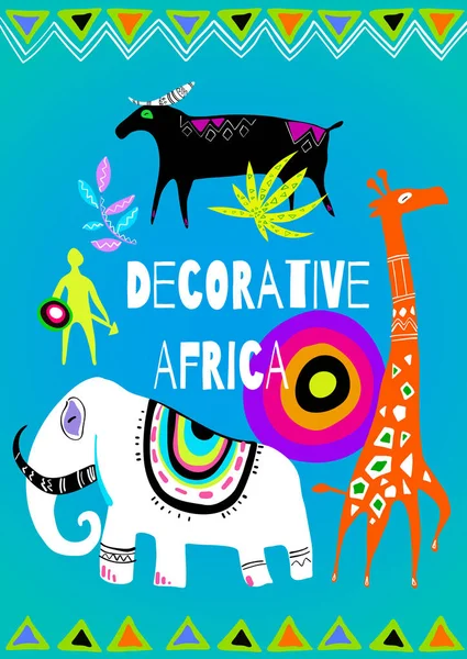 Animali Africani Stilizzati Decorativi Illustrazione Vettoriale Ideale Stampa Poster Design Illustrazioni Stock Royalty Free