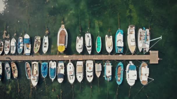 Yachten und Boote in der Küstenmarine — Stockvideo