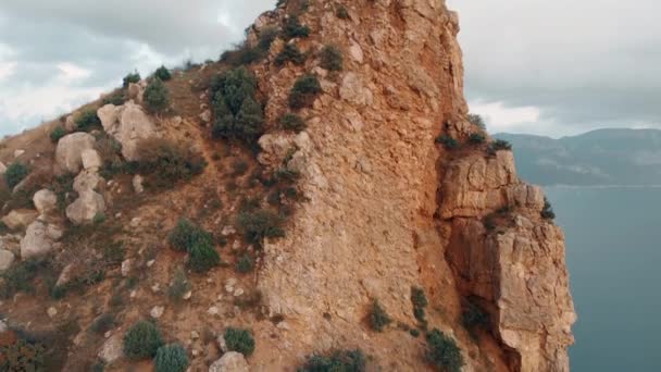 Vue panoramique sur le rocher et l'océan — Video