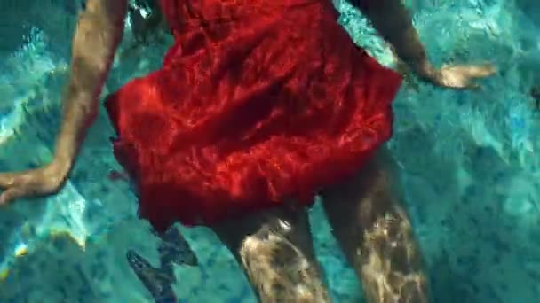 Woman in dress in water — Stock Video