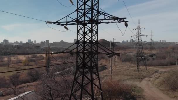 High-voltage tower sky — Stock Video