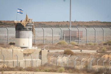 Military position at the Kerem Shalom border crossing to the Gaza strip. Israel Gaza border Israel Egypt border, Gaza Egypt border stock image. Kerem Shalom terminal, Israel, Circa September 2013. Philadelphi Route, Philadelphi Corridor