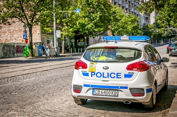 Sofia Bulgaria Agosto 2018 Coche Policía Búlgaro Estacionado Lado Calle — Foto de Stock