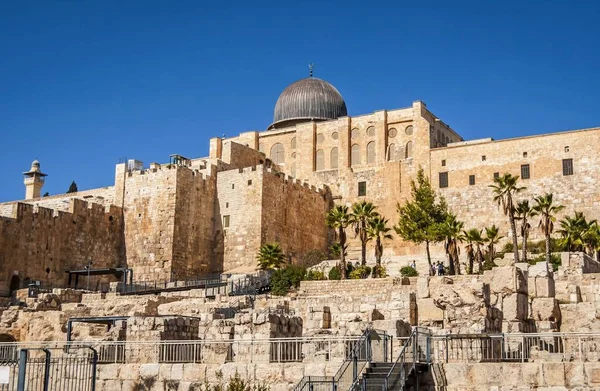 Jerusalem Israel Outubro 2018 Mesquita Aqsa Santuário Muçulmano Visto Sul — Fotografia de Stock