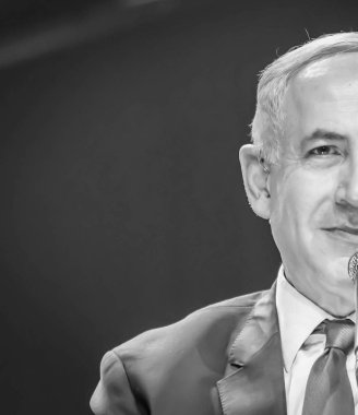 Kudüs, İsrail. 14 Haziran 2016. İsrail Benjamin Netanyahu bir adresi Kanal 9 