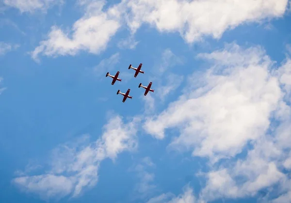 Tel Awiw Izrael Maja 2019 Cztery Samoloty Turbośmigłowe Beechcraft Texan — Zdjęcie stockowe