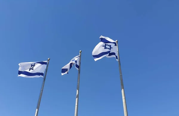 Jeruzalem Israël Augustus 2019 Een Rij Vlaggen Van Israël Voor — Stockfoto