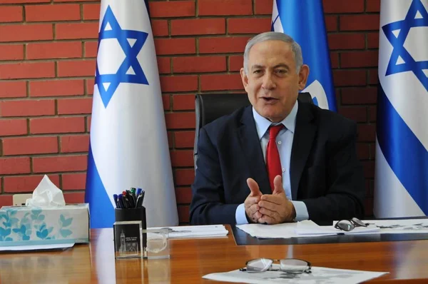 Tel Awiw Izrael Sierpnia 2019 Premier Izraela Podczas Spotkania Dziennikarzami — Zdjęcie stockowe