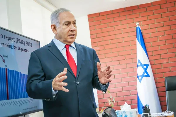 Tel Aviv Israel Augusti 2019 Israels Premiärminister Benjamin Netanyahu Binyamin — Stockfoto