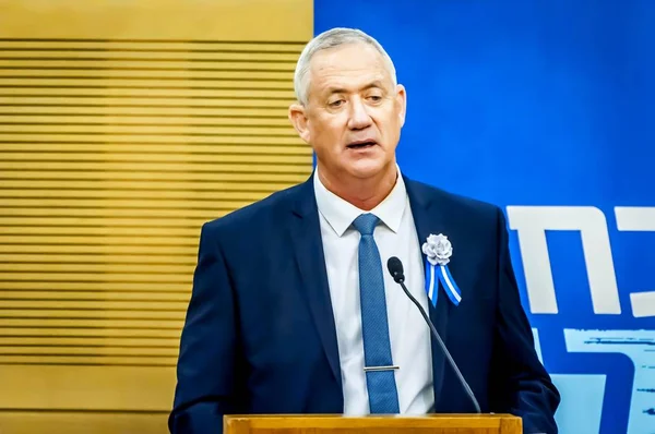 Knesset, Kudüs, İsrail. 3 Ekim 2019. Benny Gantz, İsrailli politikacı, Knesset 'teki Mavi ve Beyaz siyasi bloğun lideri, İsrail Parlamentosu.