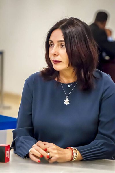 KNESSET, JERUSALEM, ISRAEL. October 3, 2019. A vertical portrait of Israeli politician Miri Regev, Minister of Culture and Sport of Israel. She is a former Brigadier-general and IDF Spokeswoman.