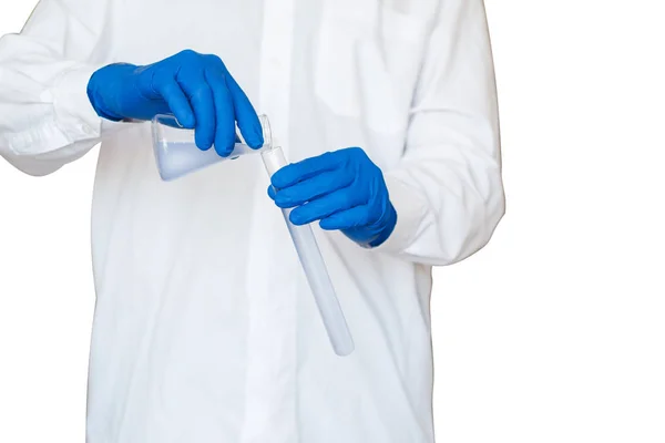 Cientistas Sexo Masculino Misturando Reagentes Condições Laboratoriais — Fotografia de Stock