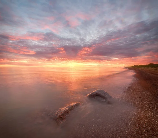 Majestic Summer Sunset Chudskoy Lake Estonia — Stock Photo, Image