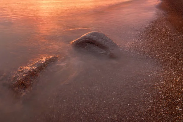 Majestoso Pôr Sol Verão Sobre Lago Chudskoy Estónia — Fotografia de Stock