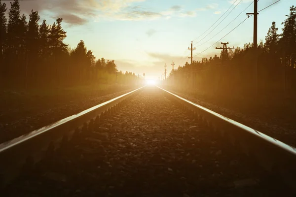 Junction Railways Track Trains Station Beautiful Light Sun Set Sky — Stock Photo, Image