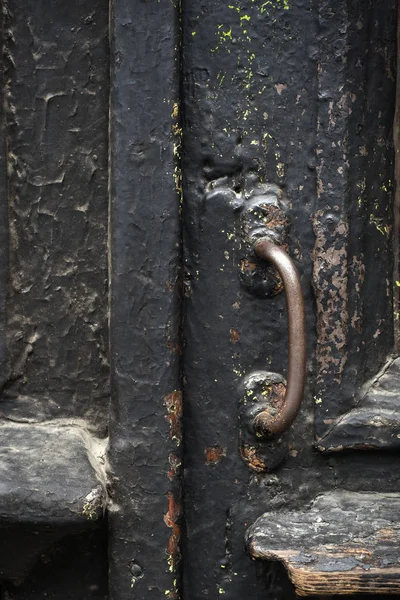 Puerta Entrada Madera Vieja Con Manija Puerta Antigua — Foto de Stock