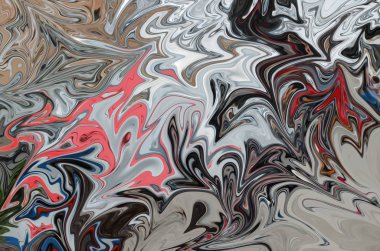 Soyut desen Sıvılaştır sanat formu grafik renk siyah, mercan ve gri ile. Liquifying akışı ile dijital arka plan